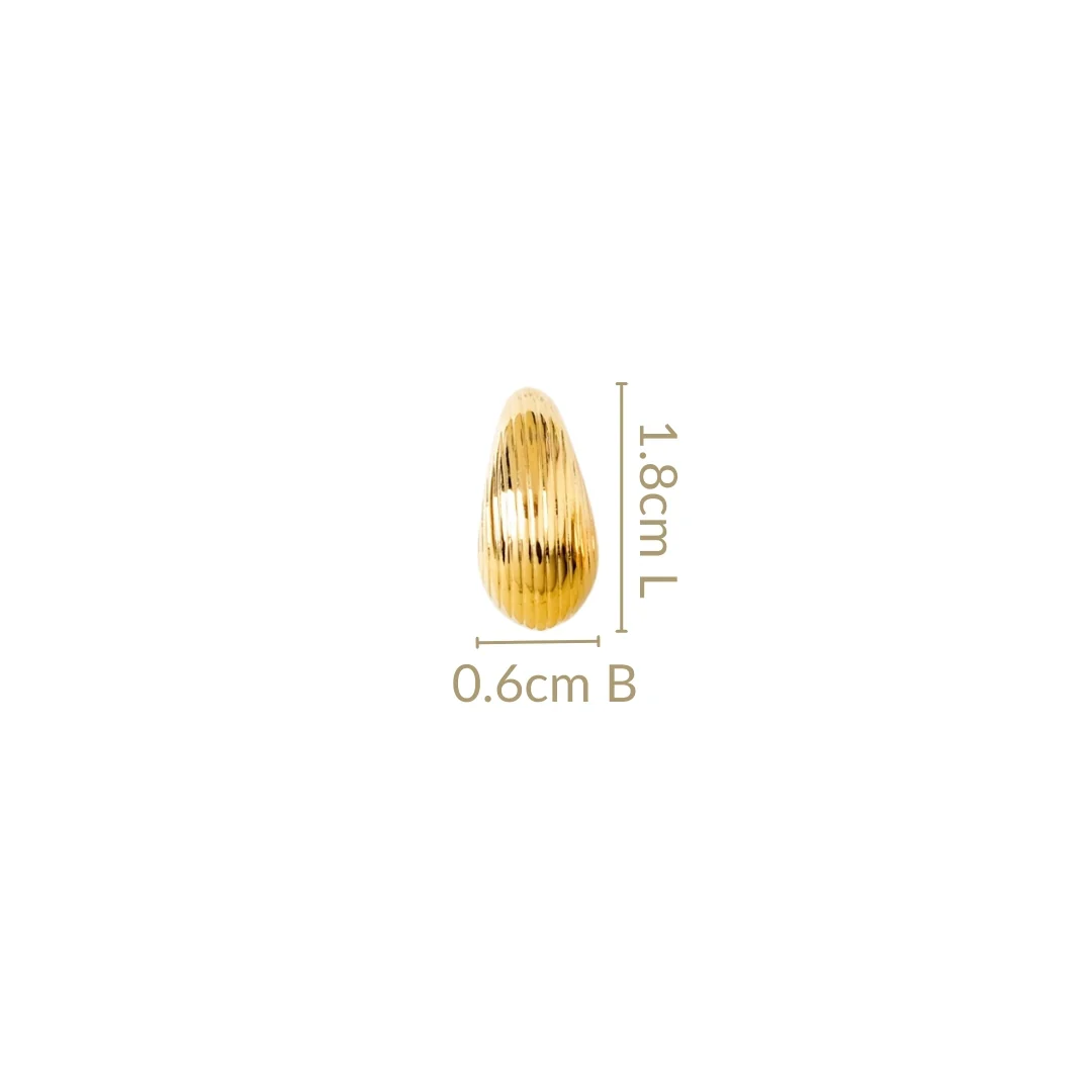 Rippled Waterdrop Gold Statement Earrings - Image 3