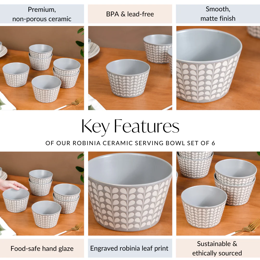Robinia Ceramic Serving Bowl Set Of 6 600ml - Image 5