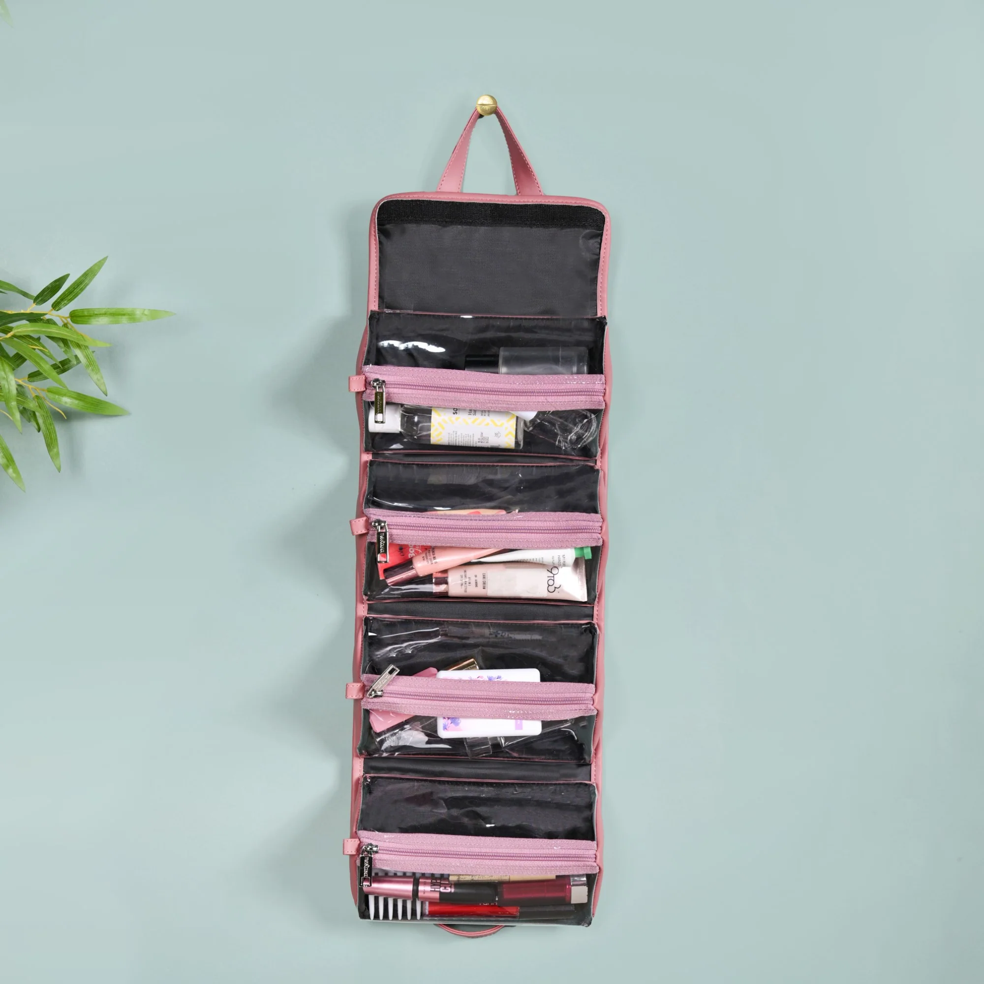 Roll Up Pink Vanity Makeup Pouch - Image 3