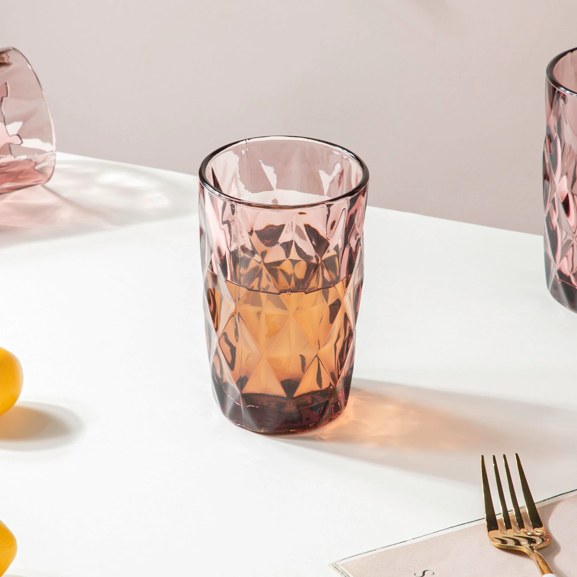 Rose Crystal Tumbler Mauve Large Set Of 6 350 ml - Image 6