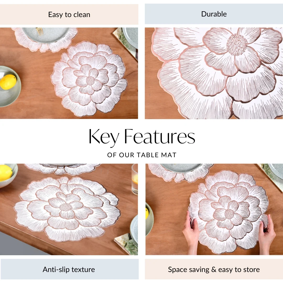 Rose Gold And White Fleur Placemat Set Of 6 - Image 5