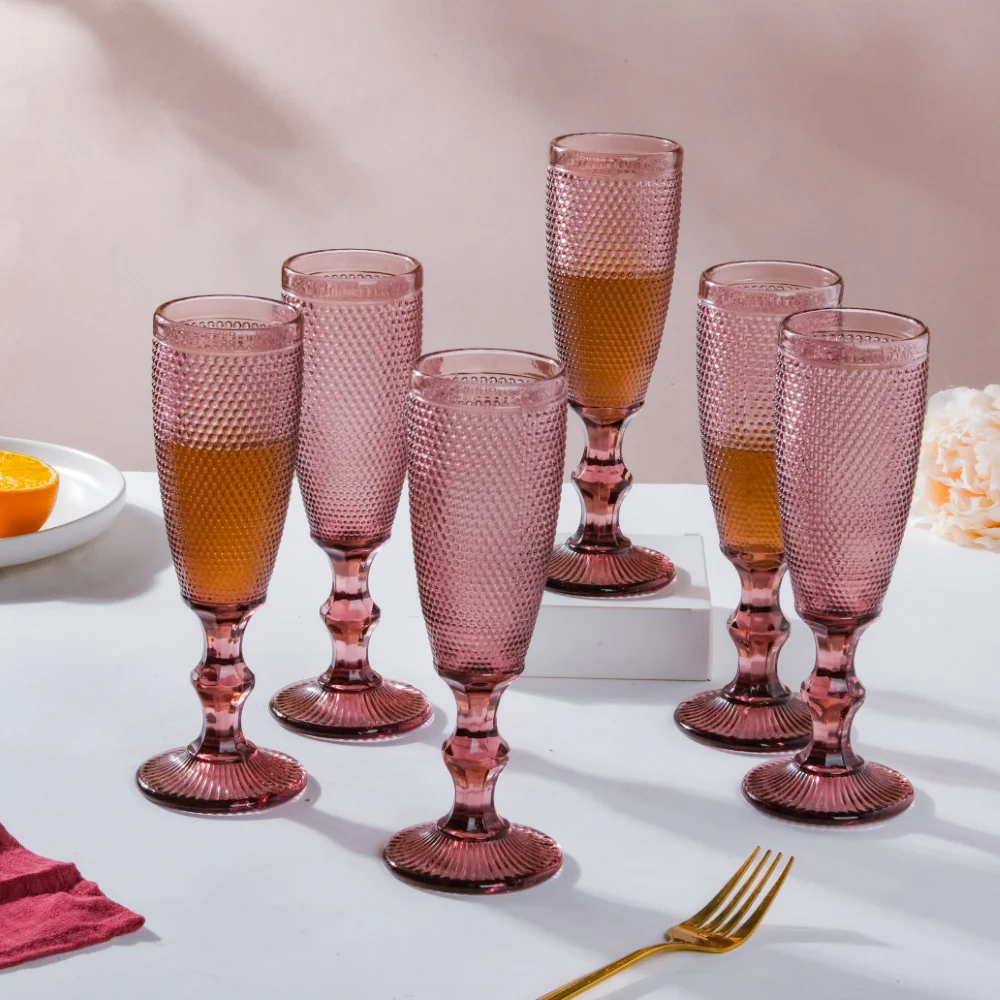 Rose Mimosa Glass Mauve Set Of 6 150 ml - Image 4