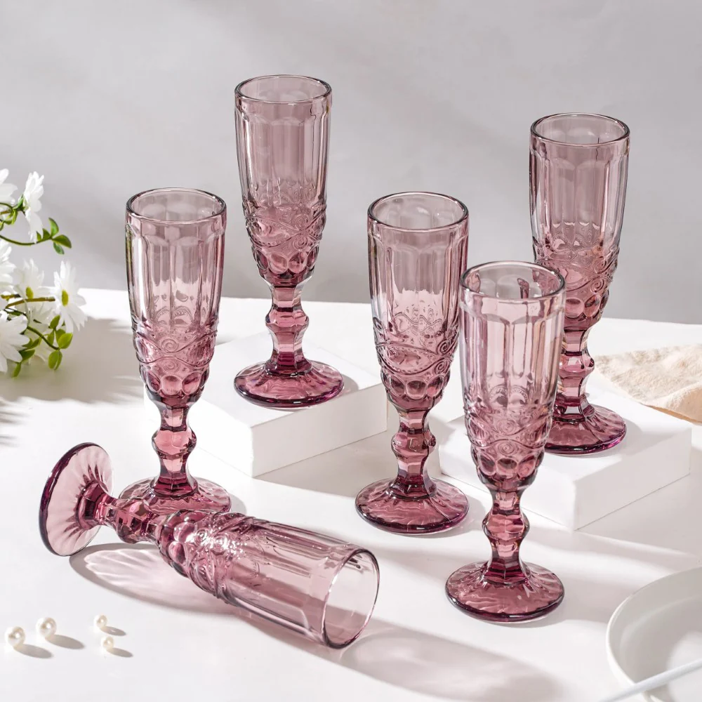 Rose Stemmed Glass Mauve Set Of 6 150 ml - Image 4