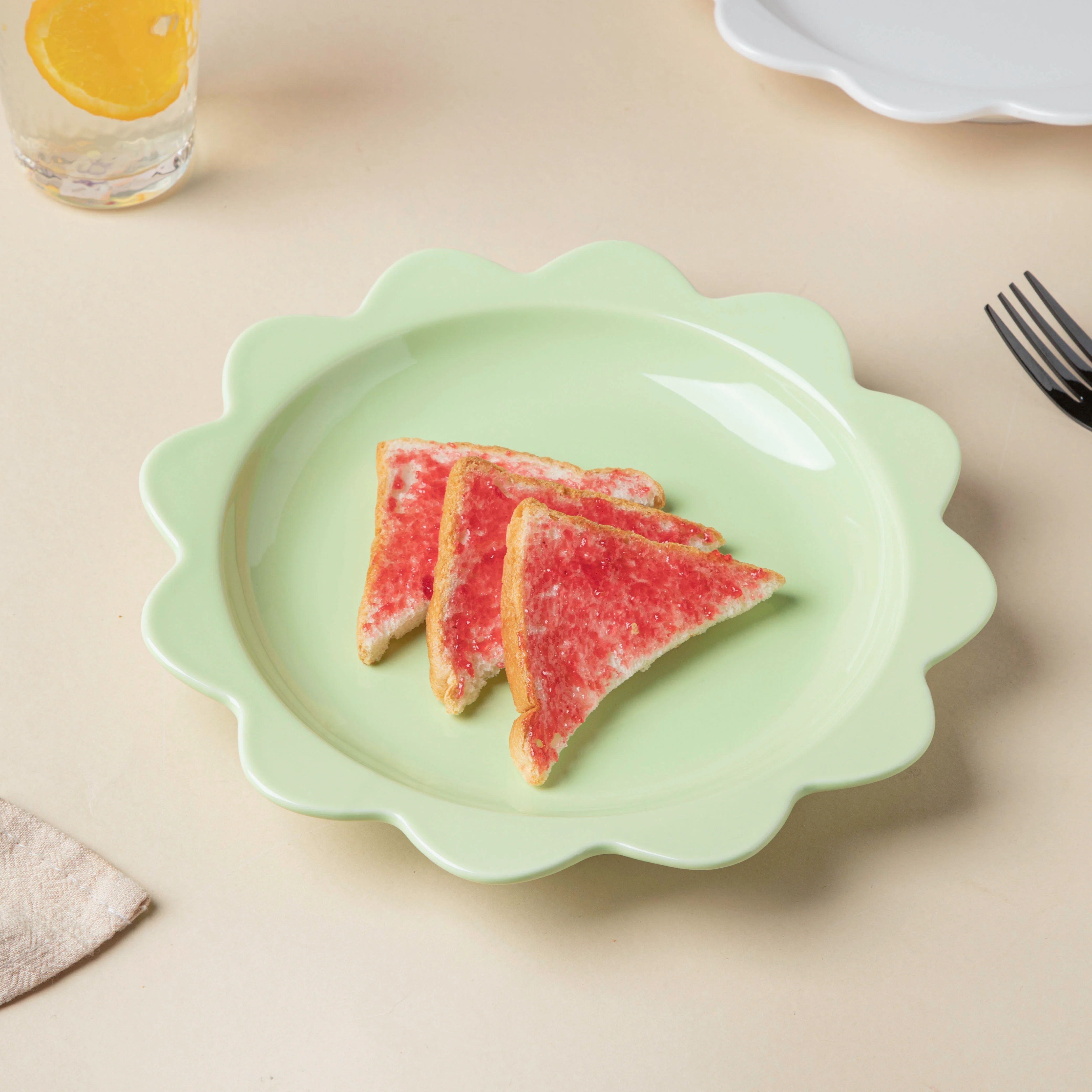 Rosette Ceramic Snack Plate Green 8.5 Inch - Image 3