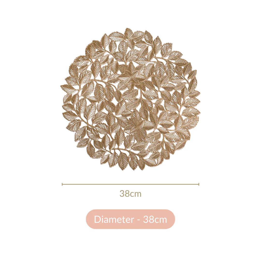 Round Gold Leaf Waterproof Placemat Set Of 6 - Image 6
