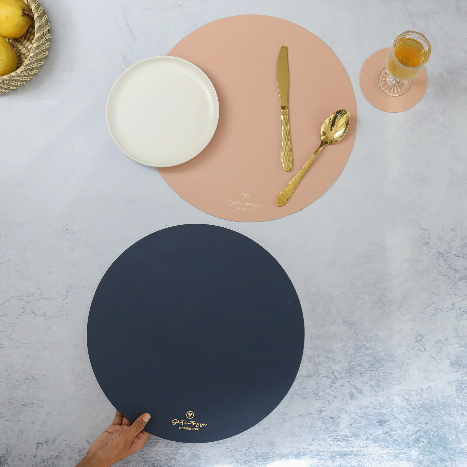 Round Placemat Pink Set of 2 - Image 4