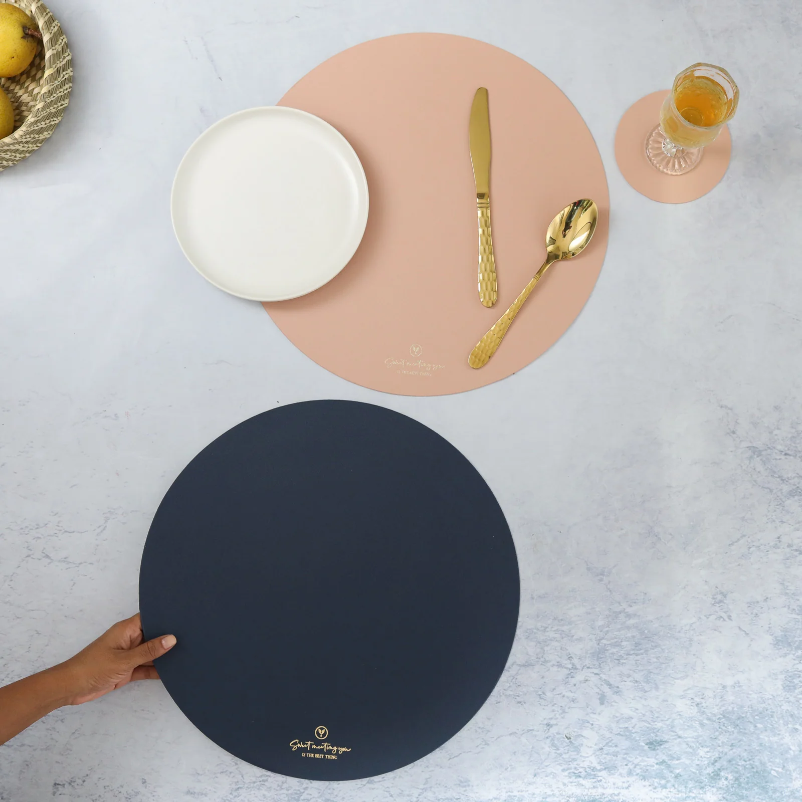 Round Placemat Pink Set of 2 - Image 6