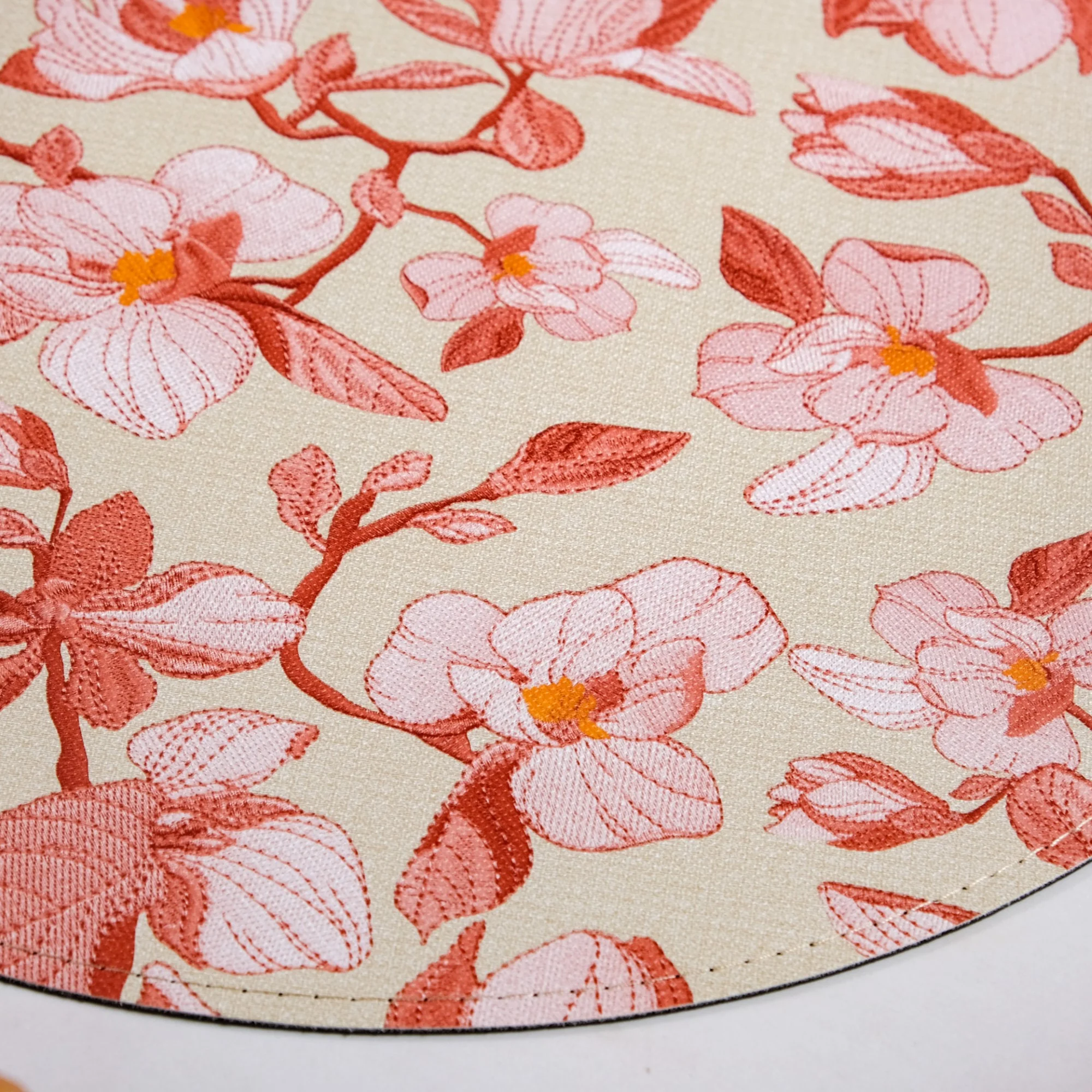 Round Red Poppy Printed Placemats Set Of 6 - Image 3