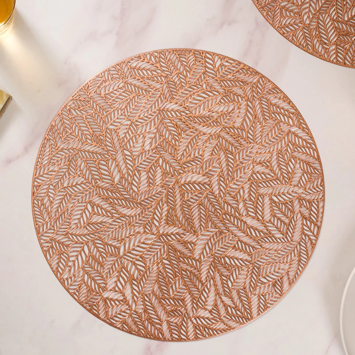 Round Rose Gold Cutwork Table Mat Set Of 6 - Image 9