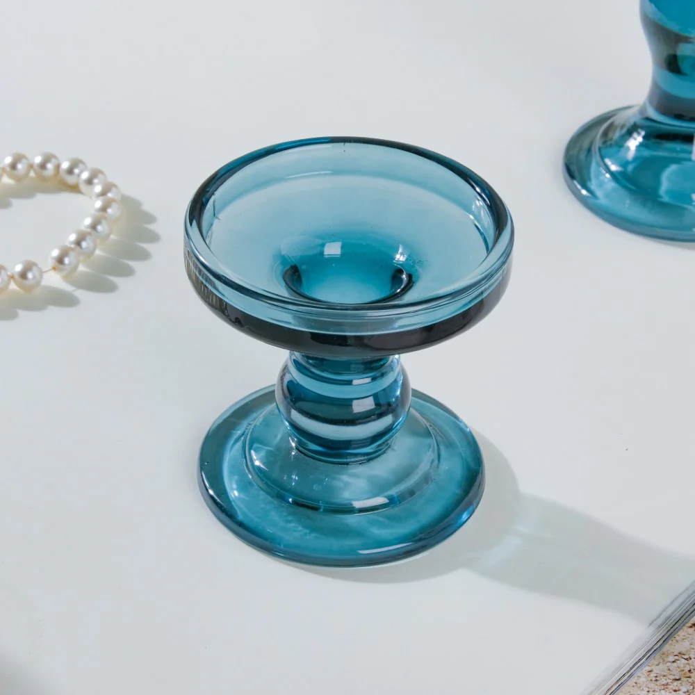 Royal Blue Glass Candle Stand Set Of 3 - Image 10