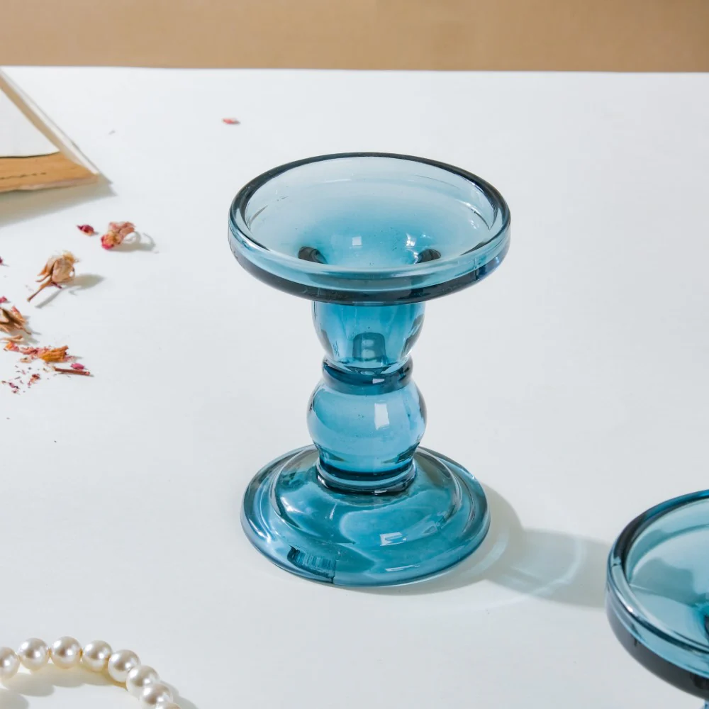 Royal Blue Glass Candle Stand Set Of 3 - Image 12