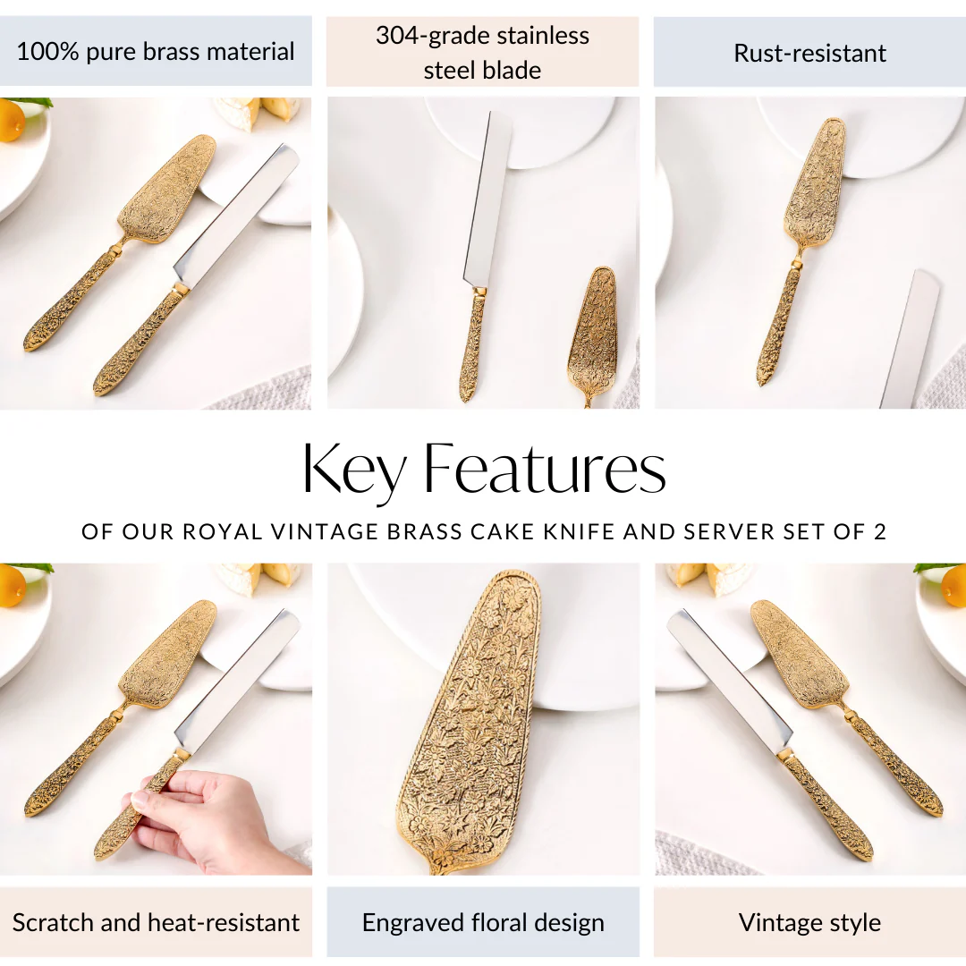 Royal Vintage Brass Cake Knife And Server Set Of 2 - Image 5