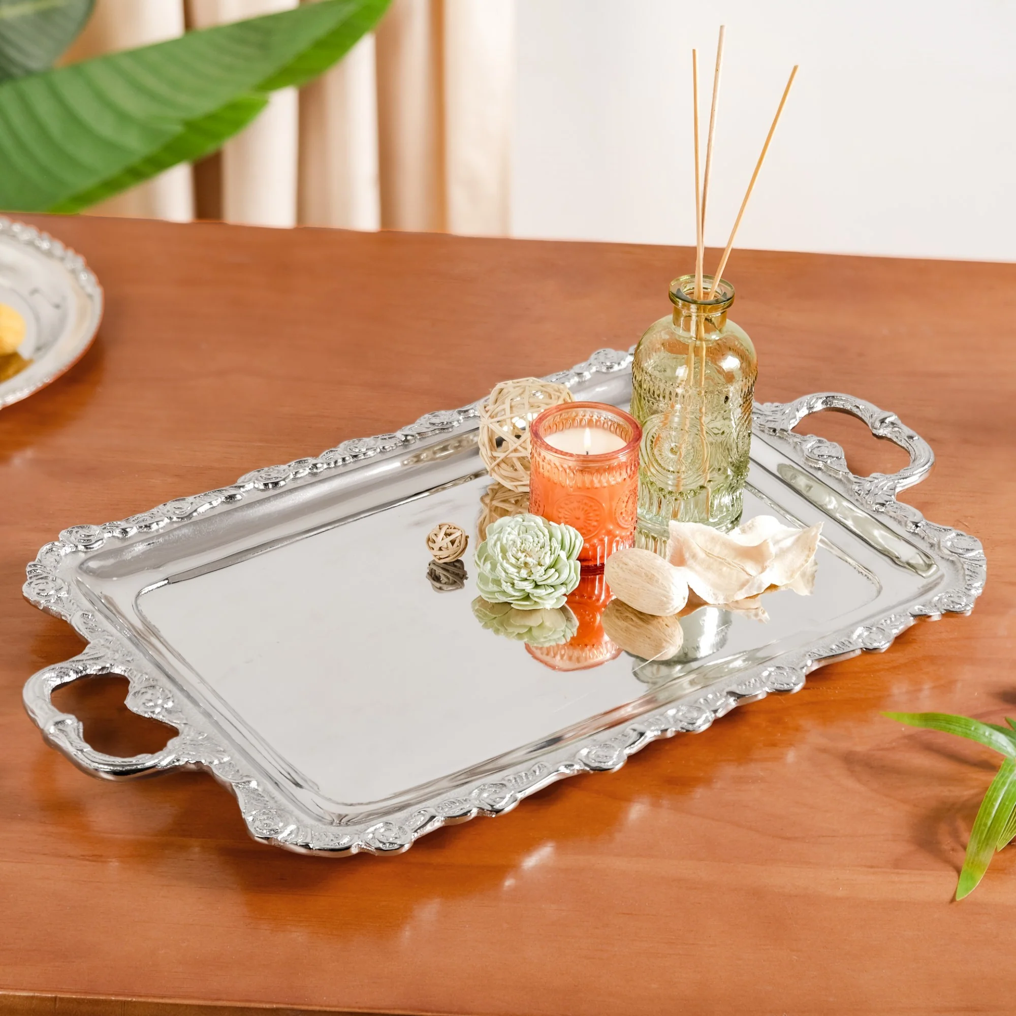Royalcore Decorative Metal Tray With Handles - Image 2