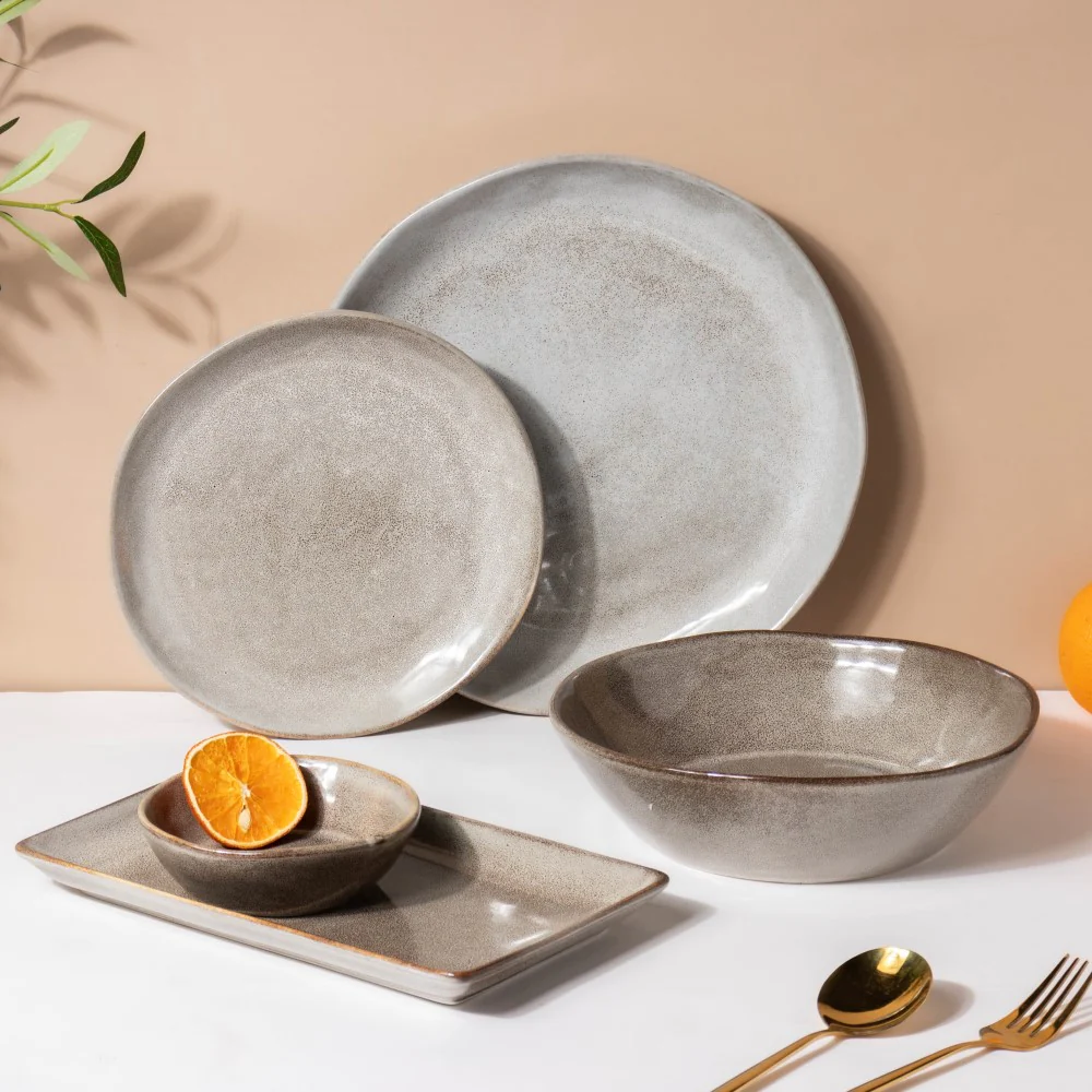 Rustic Handmade Dinner Plate Grey 11 Inch - Image 6