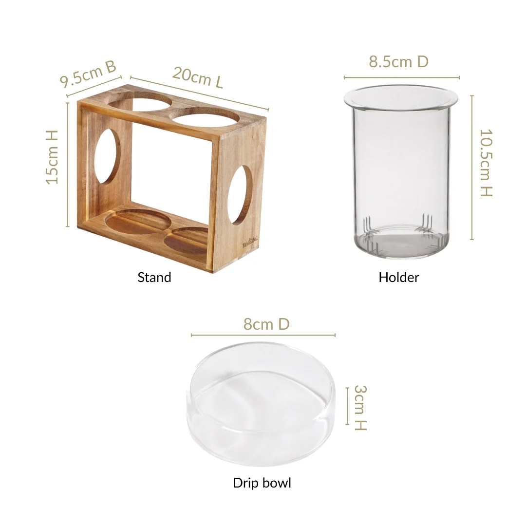 Rustic Wooden Cutlery Stand With Glass Holders - Image 4