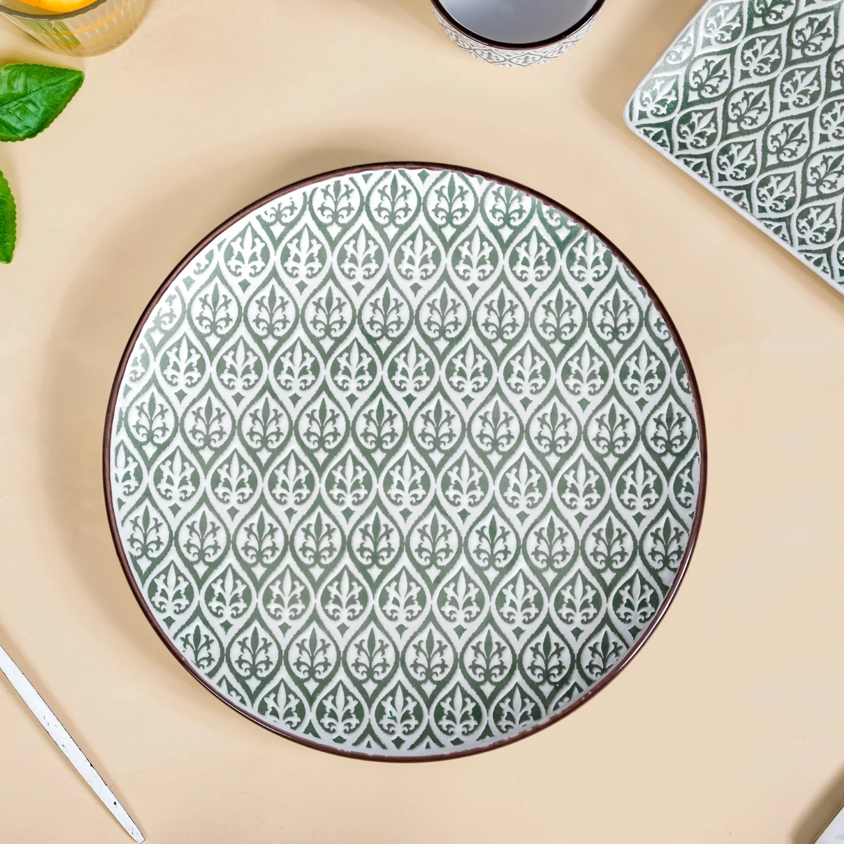 Sage Ceramic Baroque Dinner Plate Set Of 4 11 Inch - Image 6