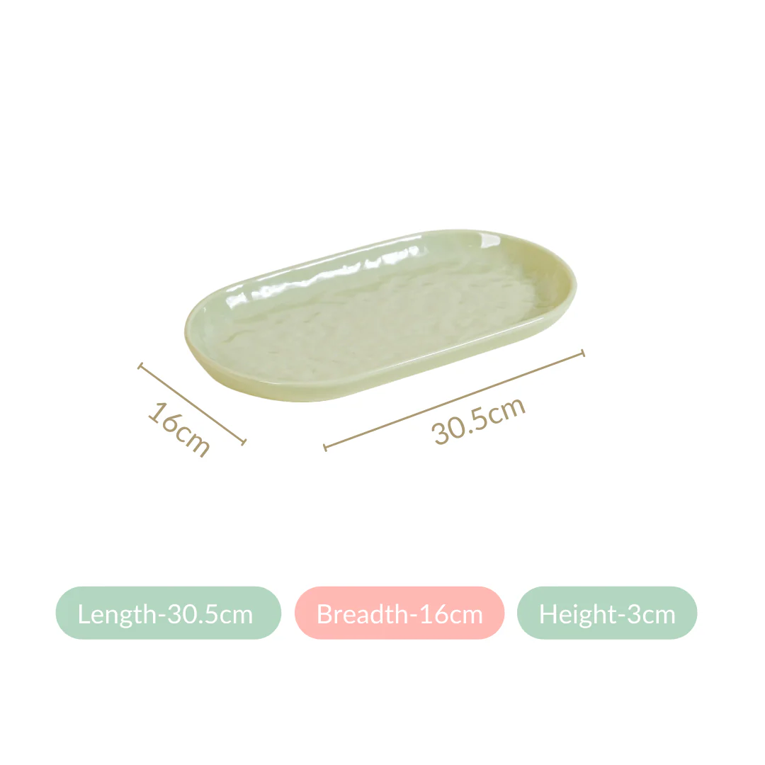 Sage Green Ceramic Serving Platter Set Of 2 12 Inch - Image 6