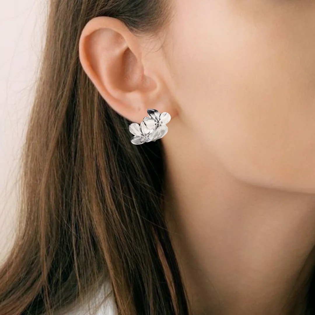 Sakura Hana Silver Hoop Earrings - Image 5