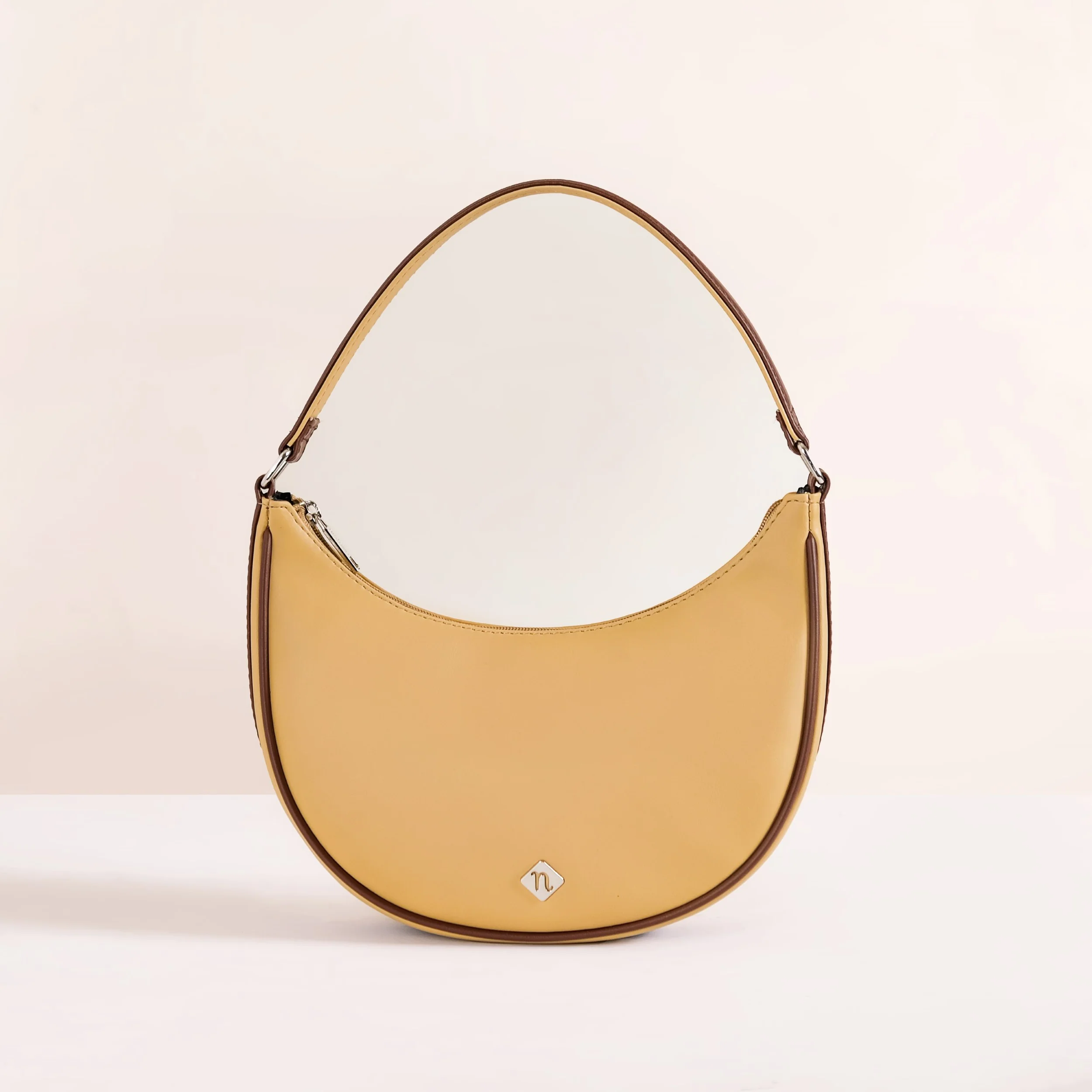 Sandy Beige Half Moon Shoulder Bag - Image 11