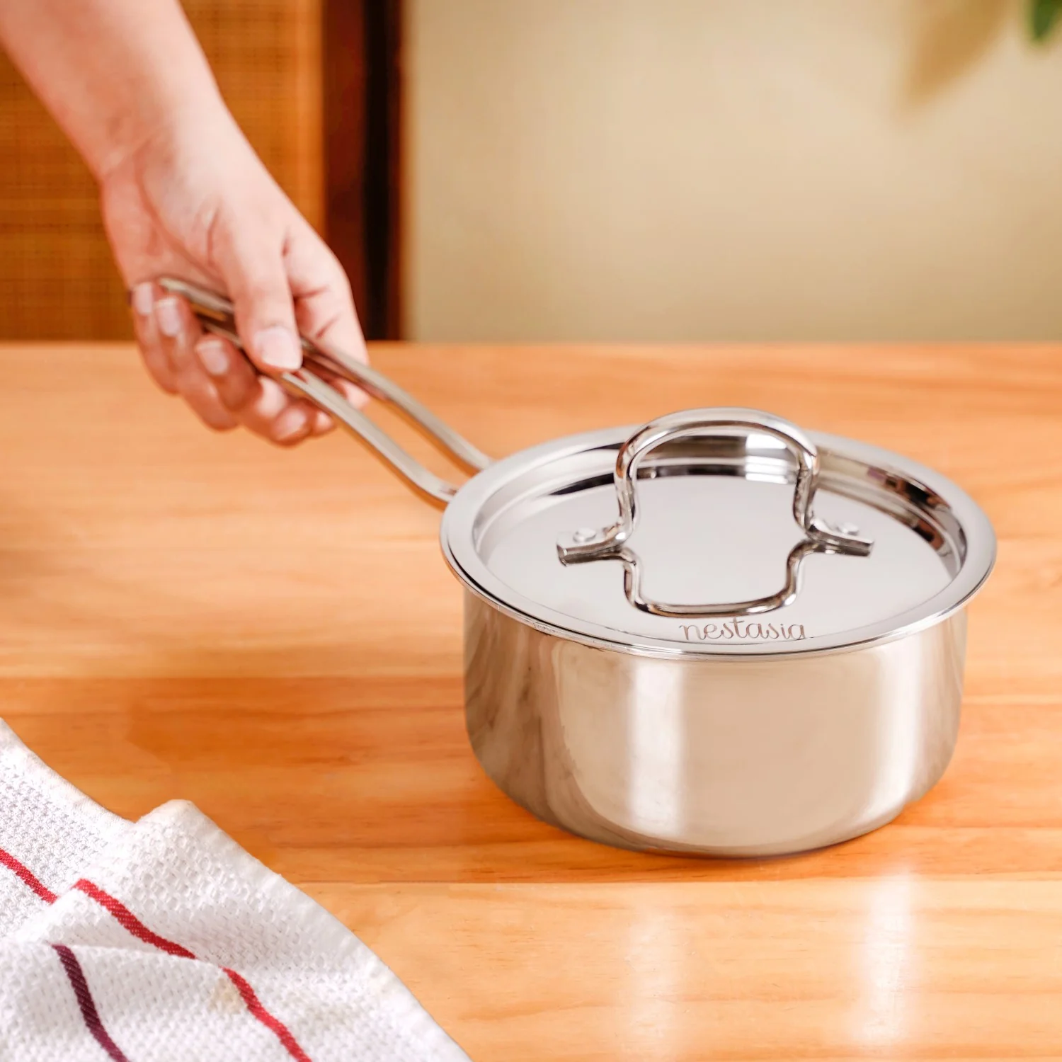 Saucepan Tri Ply Stainless Steel Heavy Bottom 1500ml - Image 3