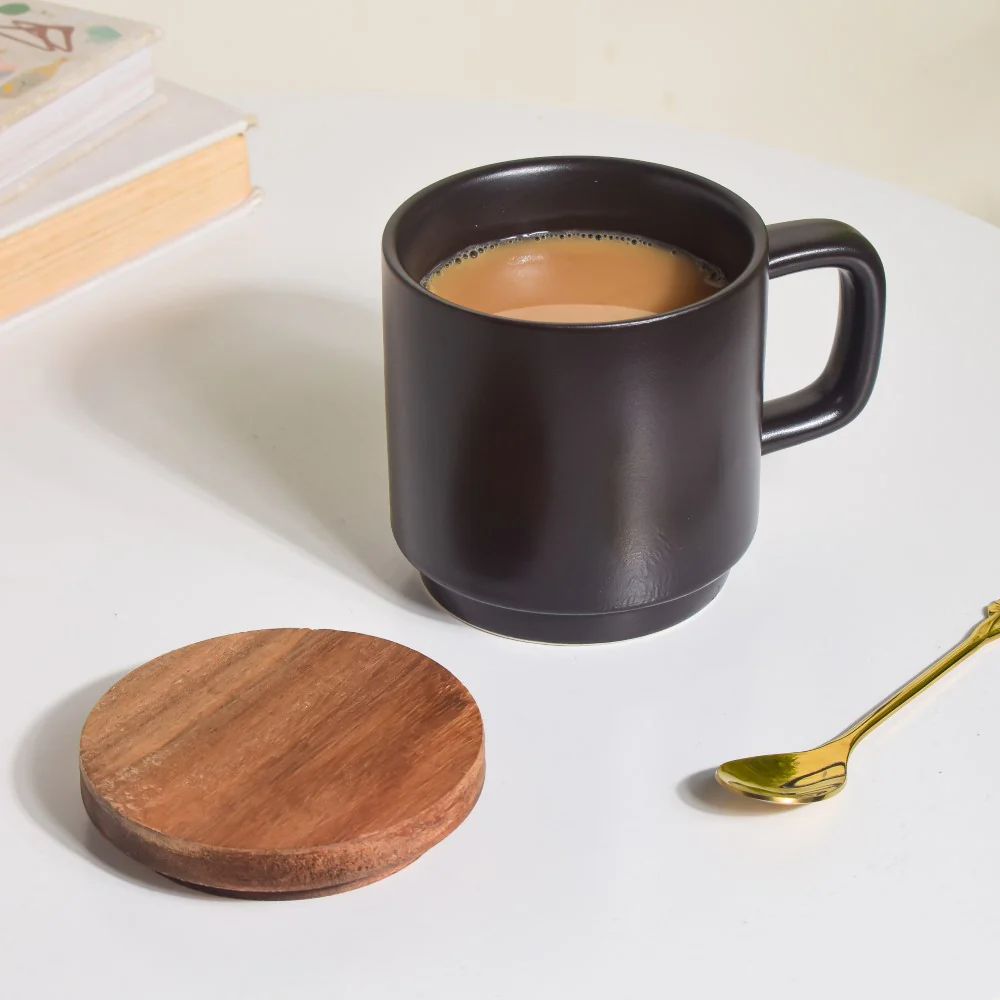 Savanna Stoneware Mug With Lid Black 250 ml - Image 10