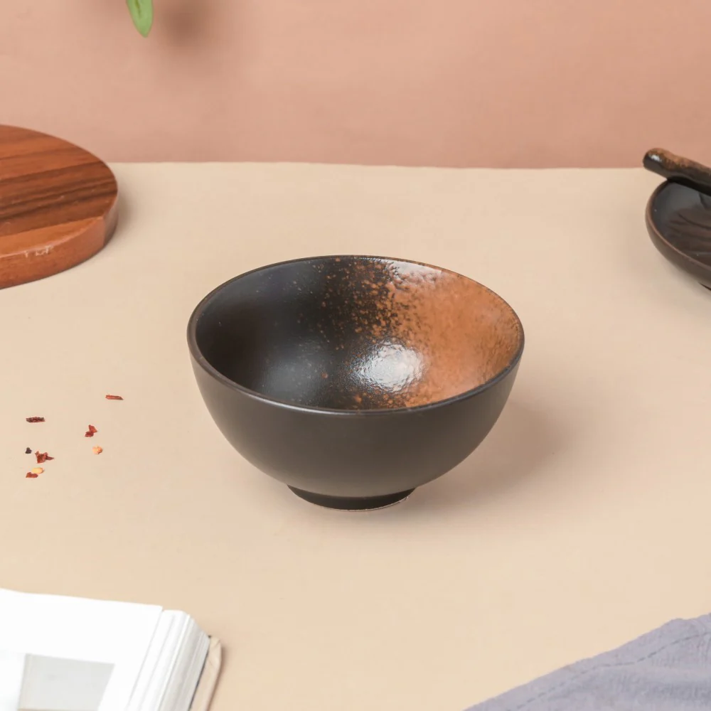 Savanna Stoneware Snack Bowl Black Brown 200ml - Image 3