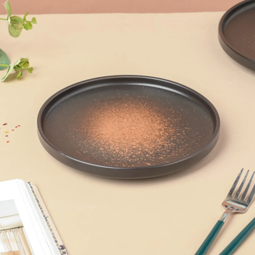 Savanna Stoneware Snack Plate Black Brown 8 Inch - Image 4