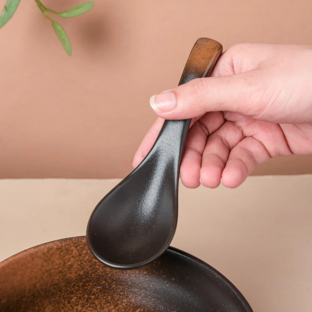 Savanna Stoneware Soup Spoon Matte Black - Image 2