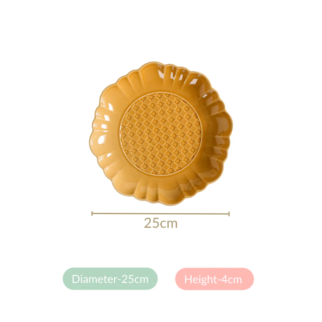 Scalloped Moroccan Dinner Plate Set Of 4 Yellow Ochre 10 Inch - Image 6
