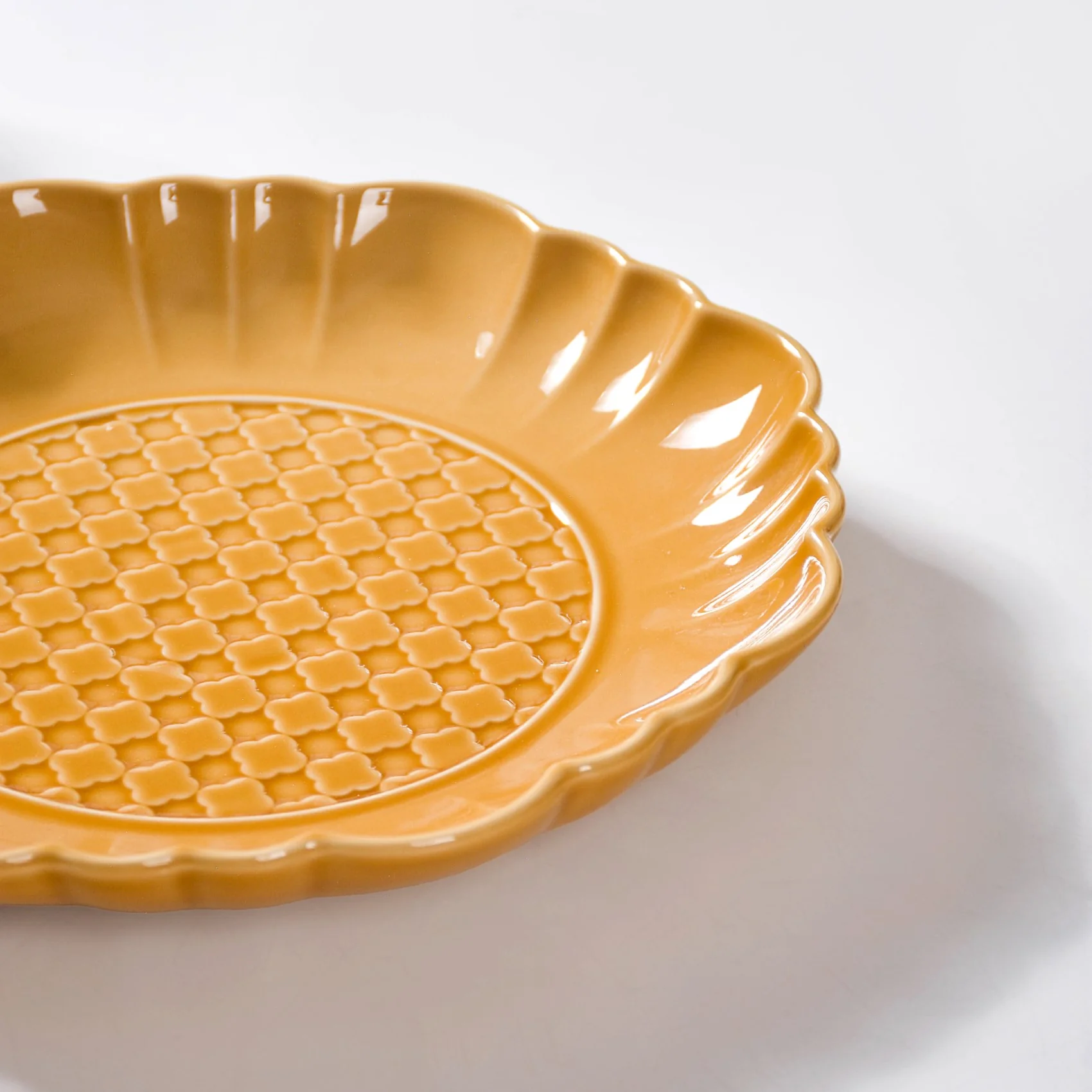Scalloped Moroccan Dinner Plate Set Of 4 Yellow Ochre 10 Inch - Image 8