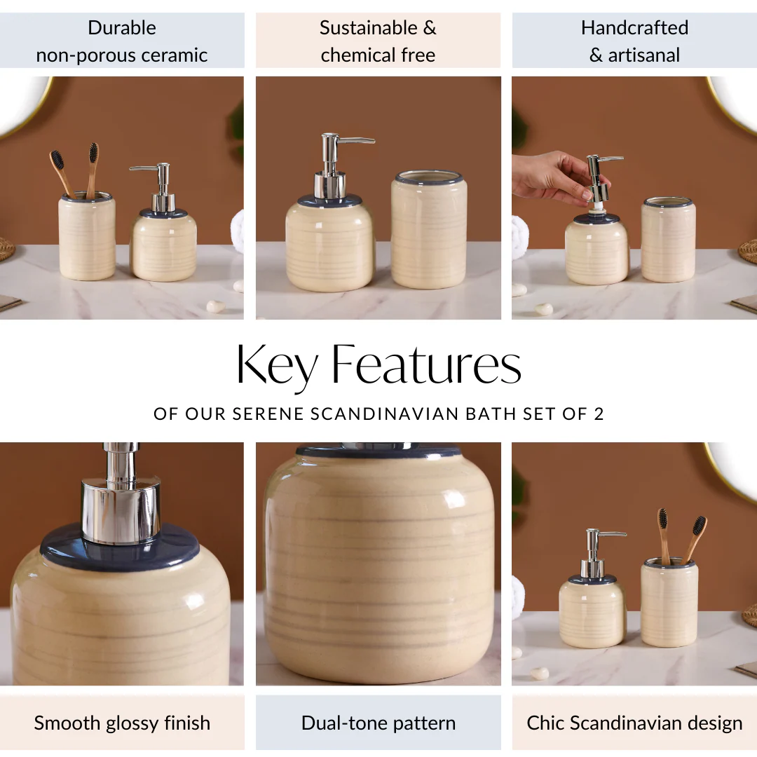 Scandinavian Bath Set of 2 Serene Cream - Image 4