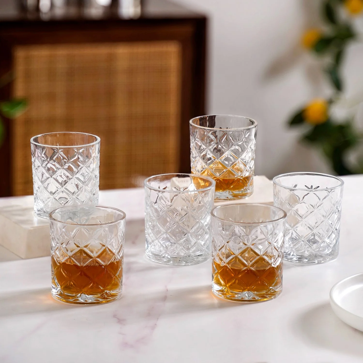 Scotch Glass Crosshatch Pattern Set Of 6 230ml - Image 3