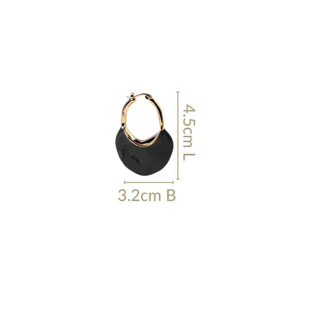 Sculpted Arc Hoop Earrings Black - Image 3