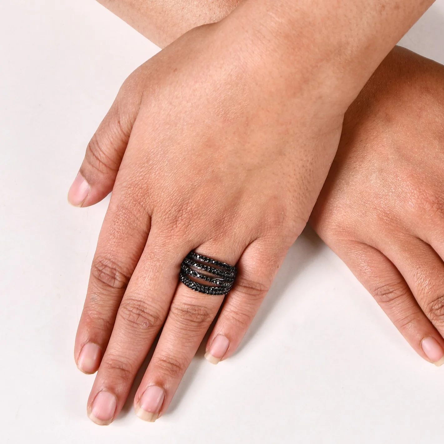 Sculpted Layers Oxidised Silver Ring - Image 2