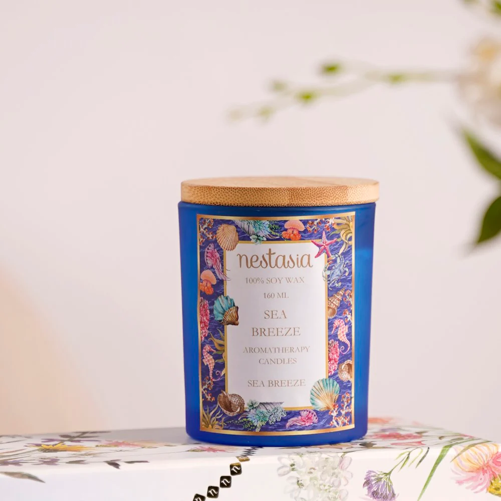 Sea Breeze Scented Candle Jar With Lid Set Of 2 - Image 4