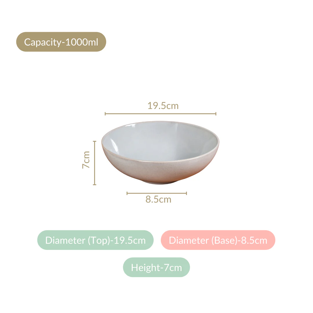 Sera Ceramic Serving Bowl Set Of 2 Grey 1000ml - Image 4