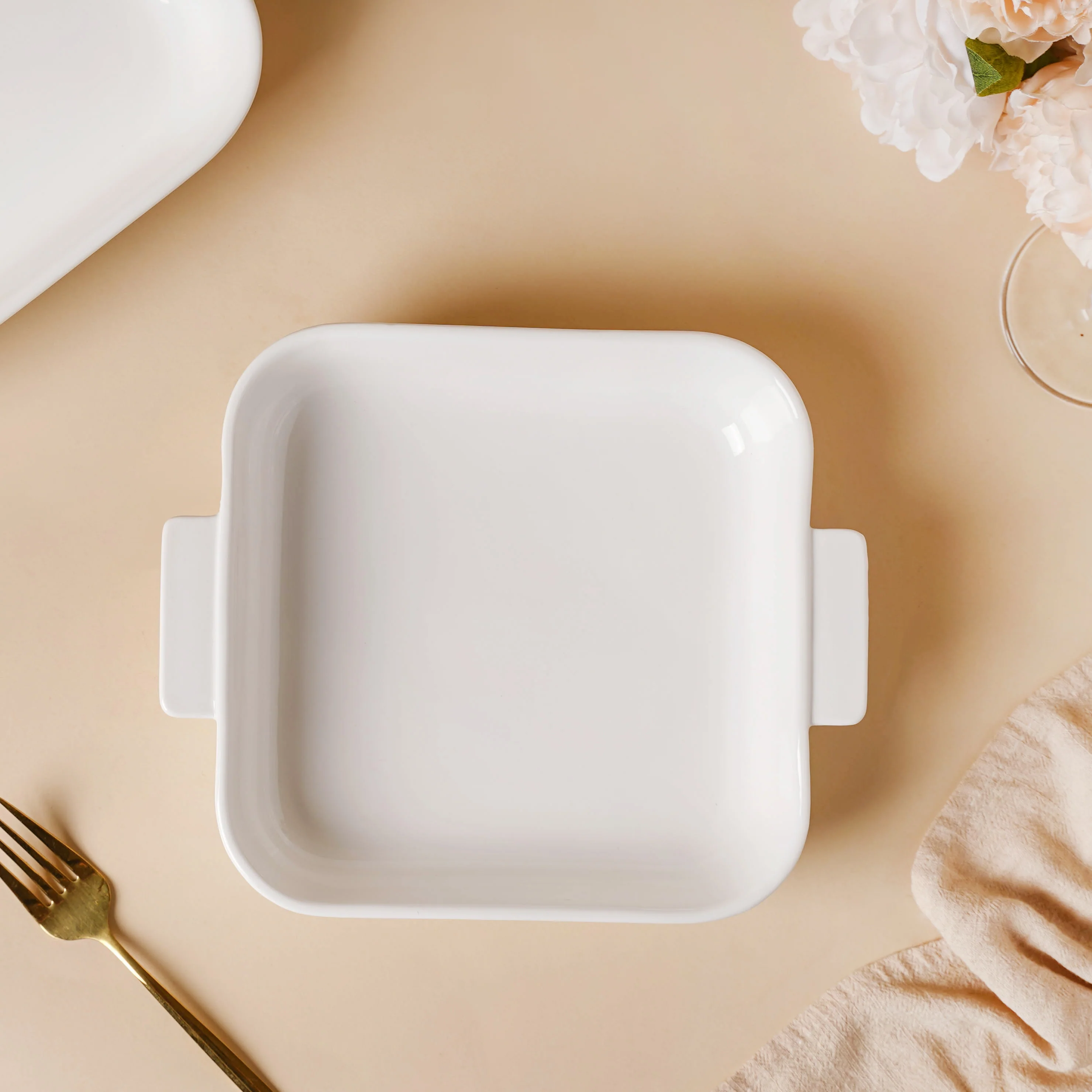 Serena Lily White Ceramic Baking Plate Small - Image 5