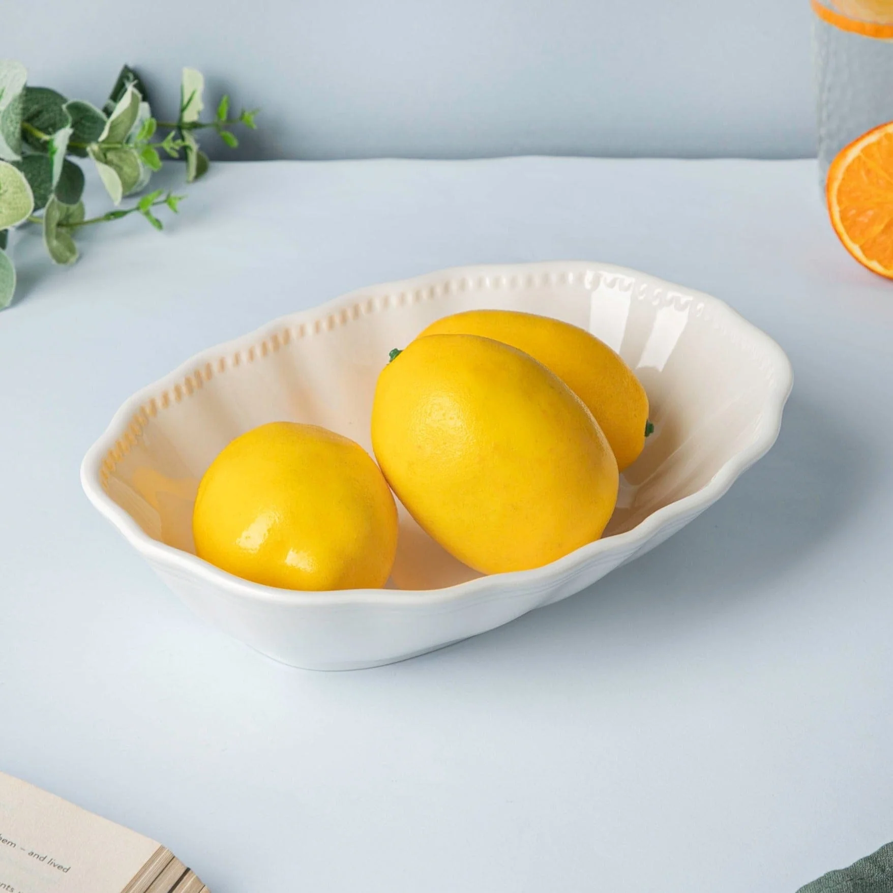 Serena Oval Serving Bowl White 10 inch 800 ml