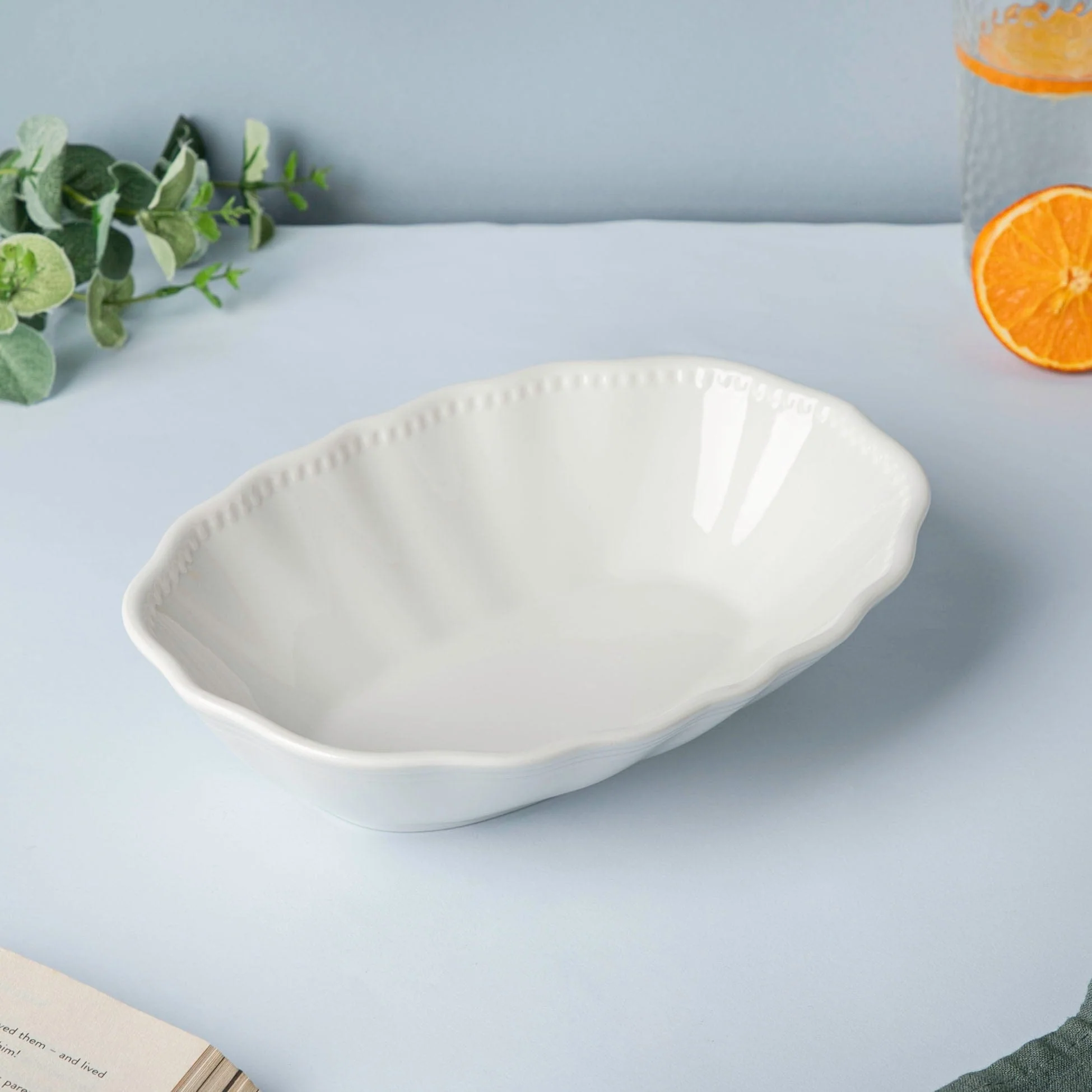 Serena Oval Serving Bowl White 10 inch 800 ml - Image 2