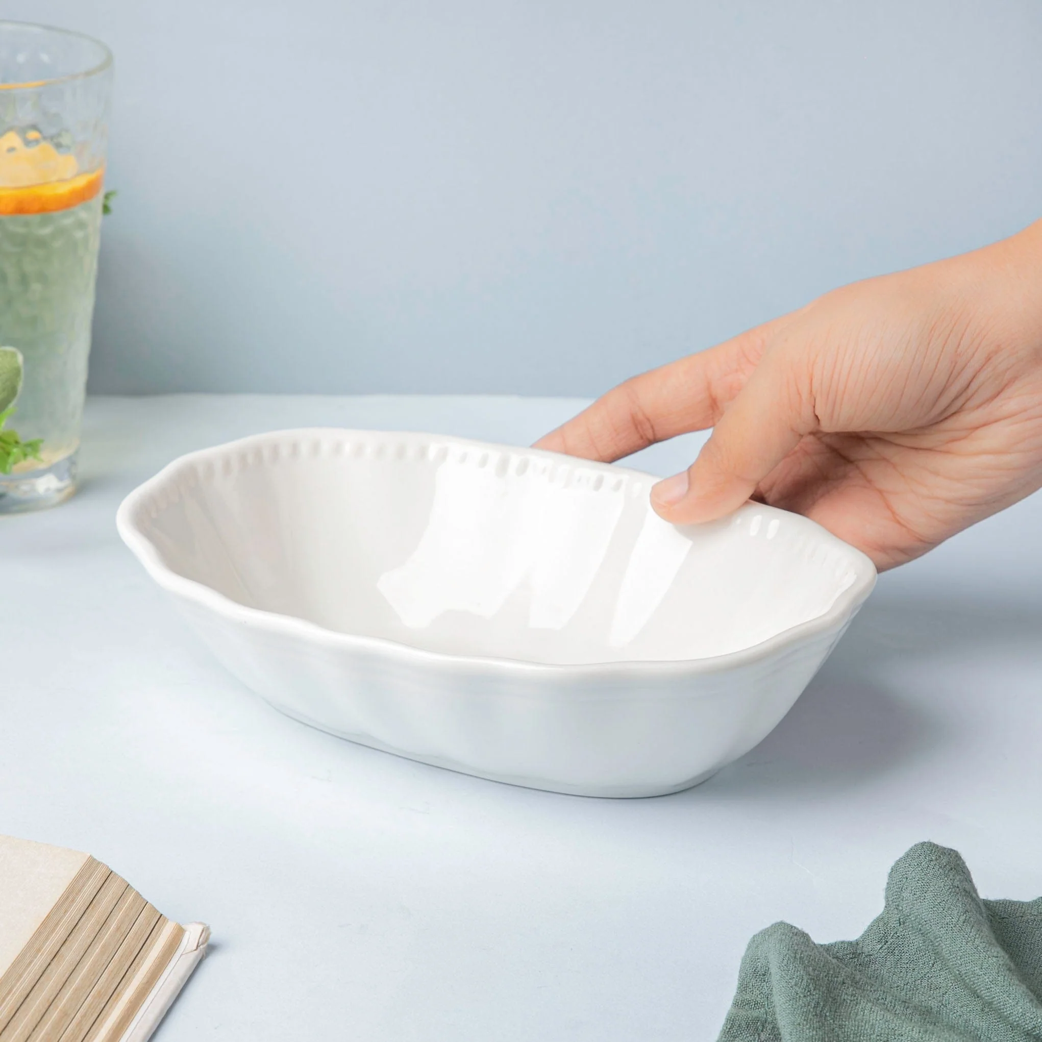Serena Oval Snack Bowl White 8 Inch 350 ml - Image 2