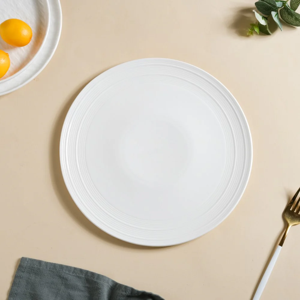 Serena Textured Ceramic Dinner Plate White 10 Inch - Image 6