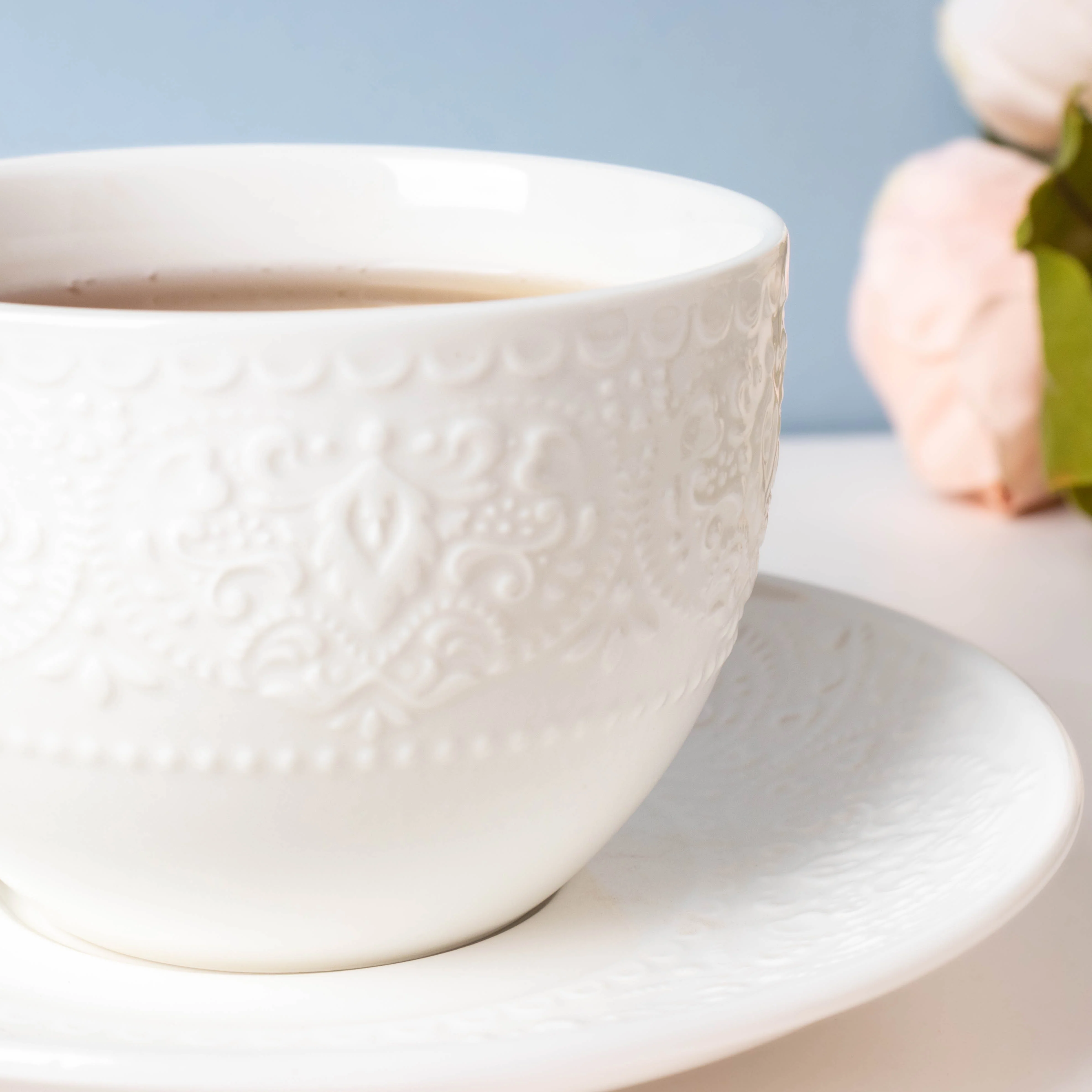 Serena White Truffle Cup and Saucer Set - Image 6