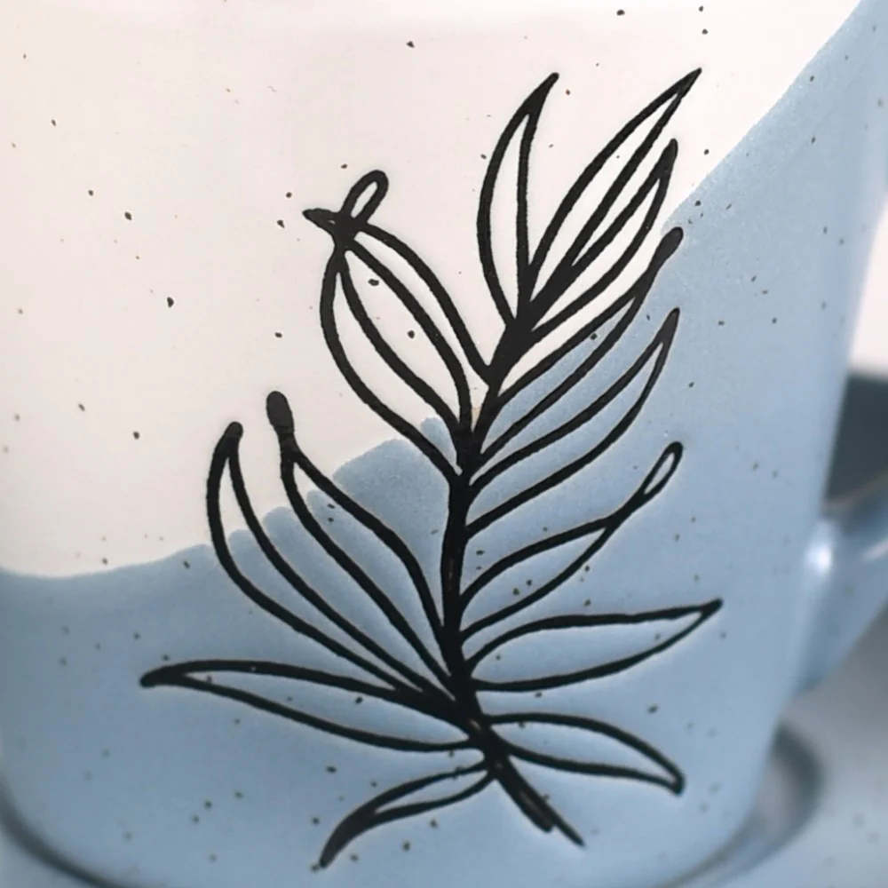 Serene Tropics Ceramic Tea Cup And Saucer Set Of 4 Blue 225ml - Image 7