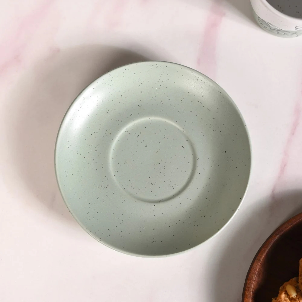 Serene Tropics Ceramic Tea Cup Saucer Set Of 4 Sage 225ml - Image 8