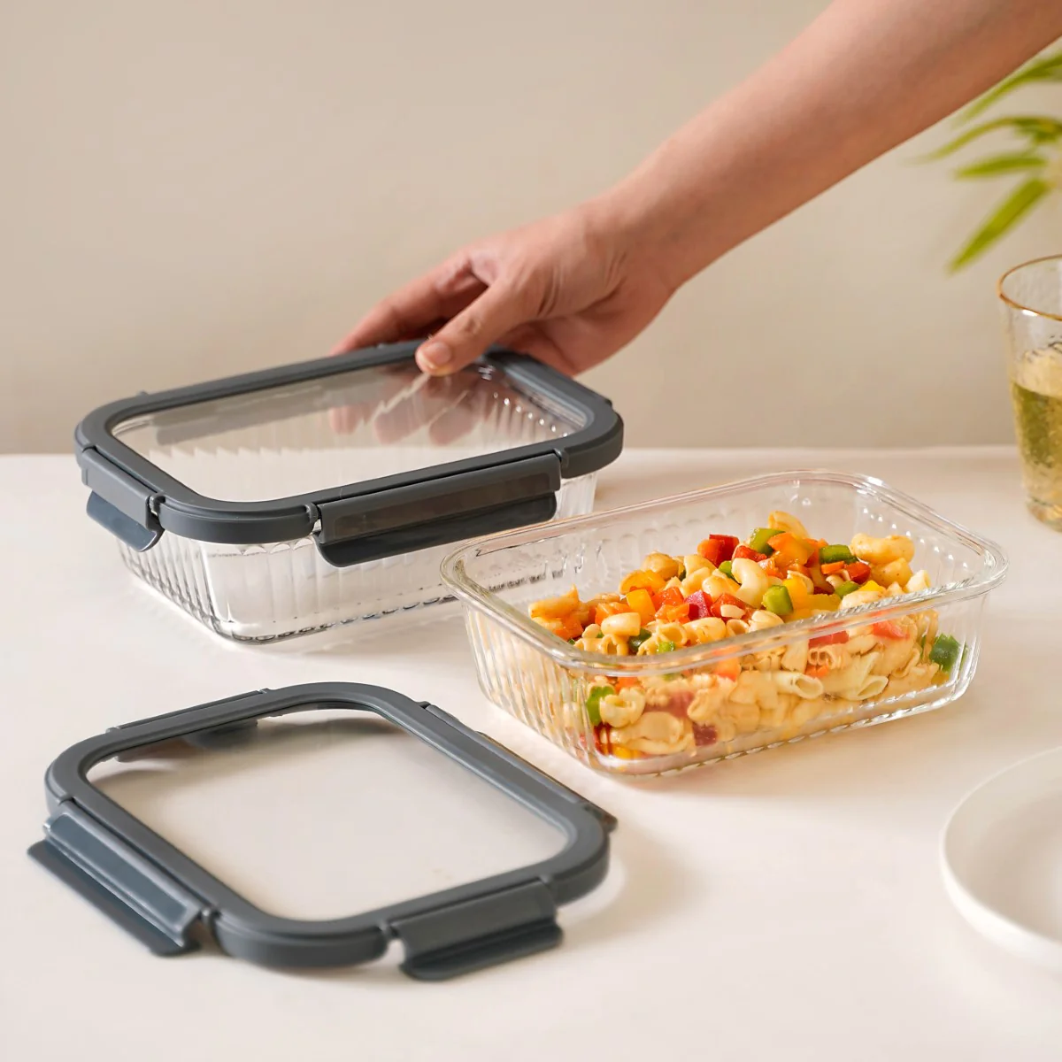 Set Of 2 Borosilicate Glass Food Storage Container 1040ml - Image 4