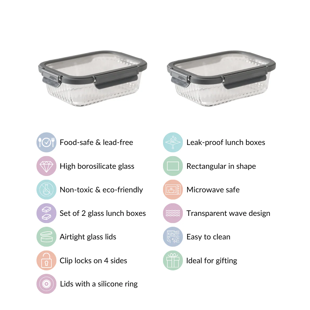 Set Of 2 Borosilicate Glass Food Storage Container 1040ml - Image 6