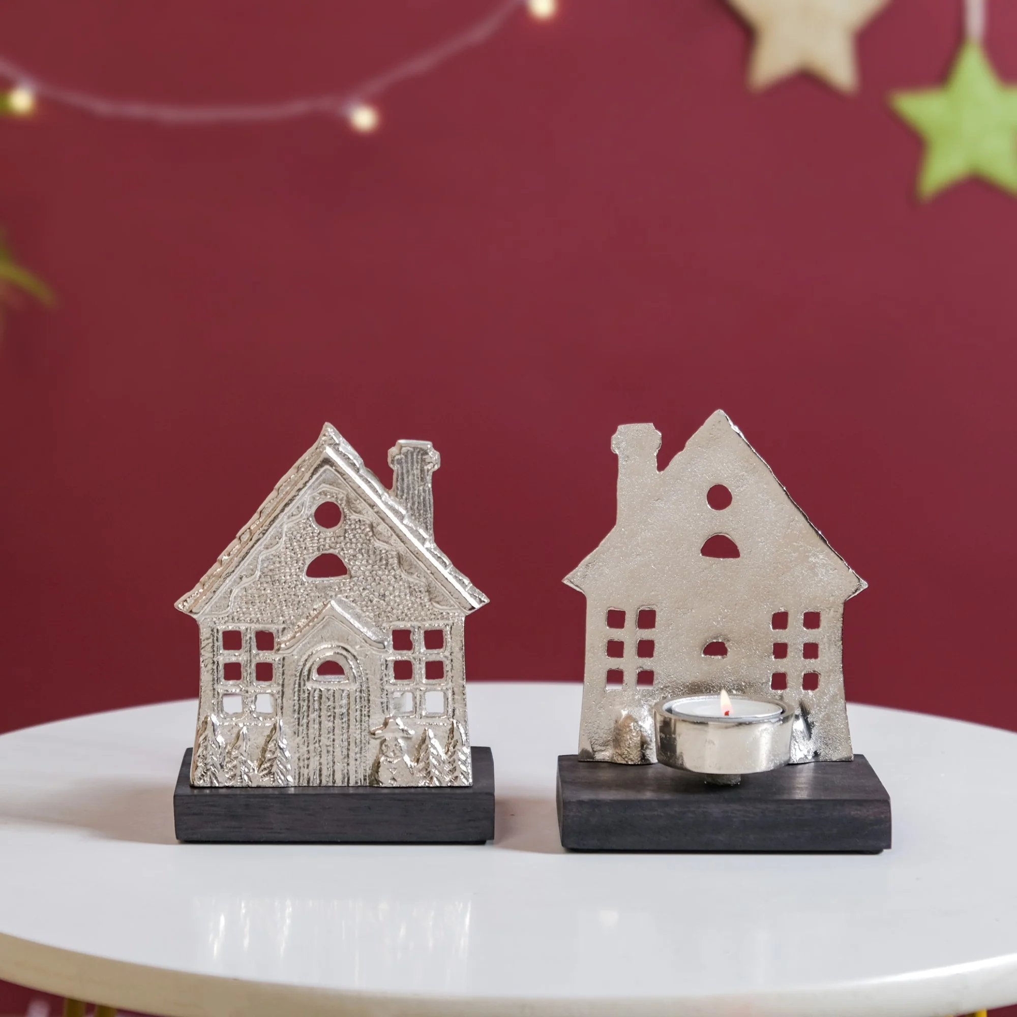 Set Of 2 Christmas Home Tea Light Holder - Image 4