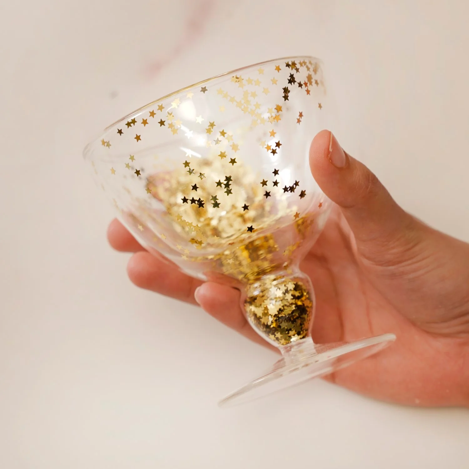 Set Of 2 Gold Confetti Filled Double Walled Wine Glass Goblet 250ml - Image 7