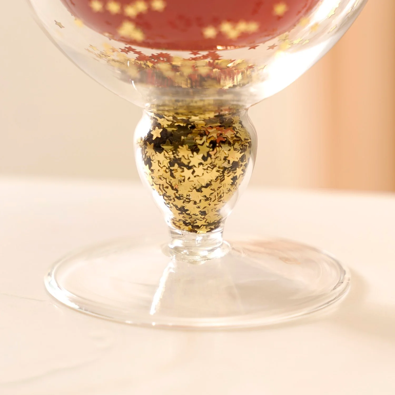 Set Of 2 Gold Confetti Filled Double Walled Wine Glass Goblet 250ml - Image 8