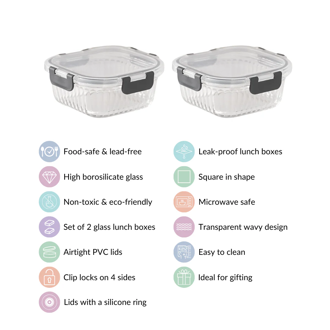Set Of 2 Microwave Safe Glass Storage Food Containers 800ml - Image 6